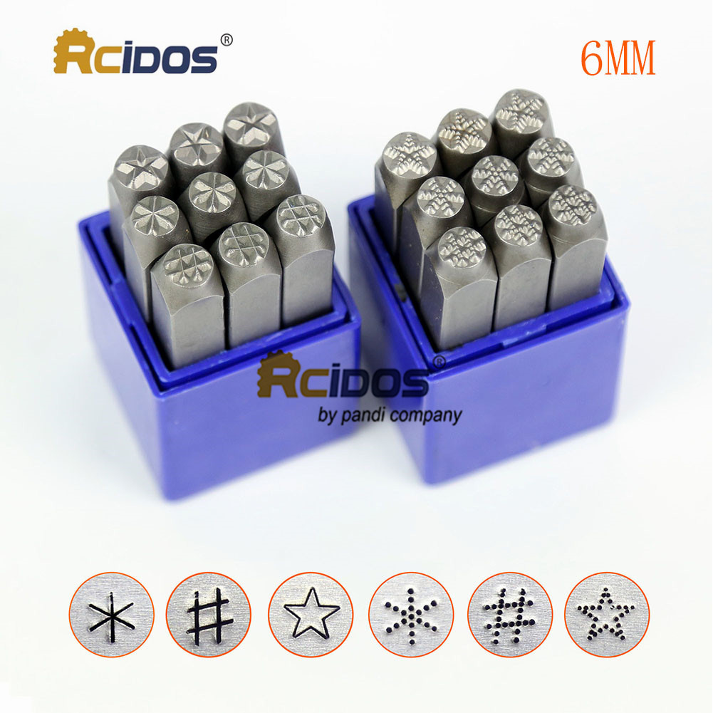 

6MM Star/Pound/Asterisk Sign Design Metal Stamp Set, Dot Stamp Jewelry steel punch Kit,9pcs/Box