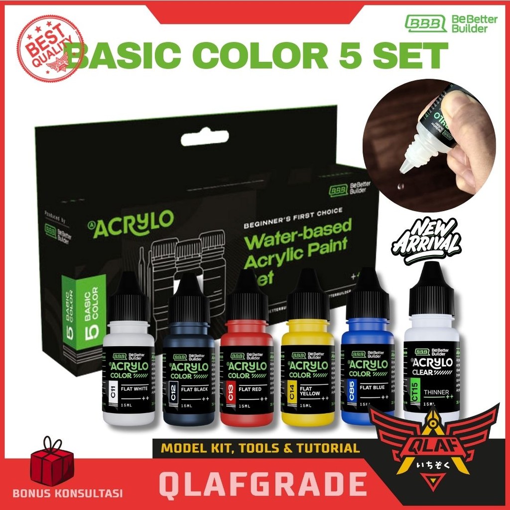 

ACRYLO BASIC COLOR 5 SET Paket Cat Gundam Starter Kit model diorama