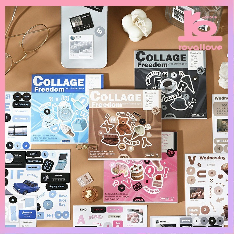 

COD Bahan Kolase Tanpa Potongan Buku Stiker Gaya Ins Buku Pegangan Inggris Retro Dekorasi DIY