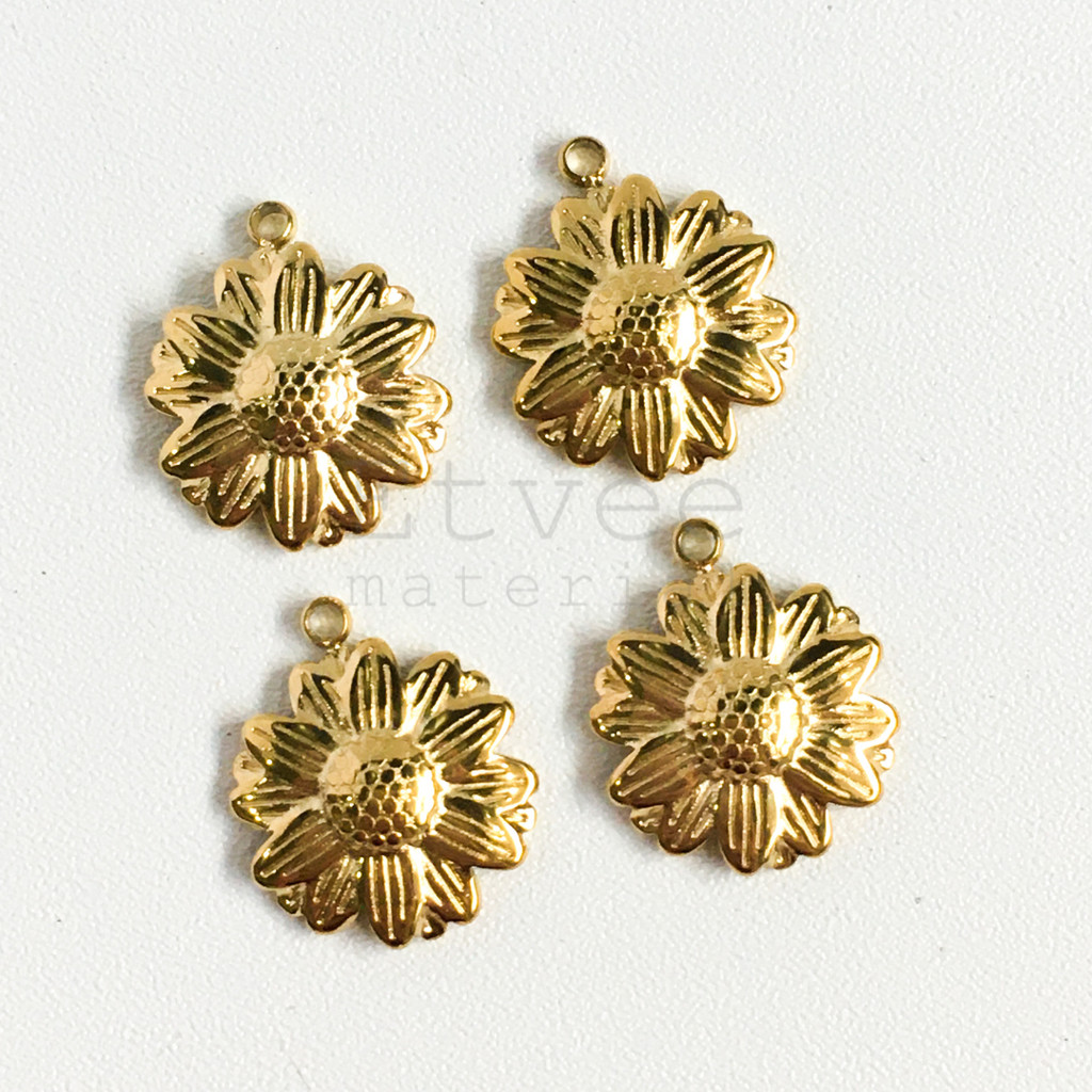 L196 Bandul Liontin kalung gelang bunga matahari sunflower stainless steel
