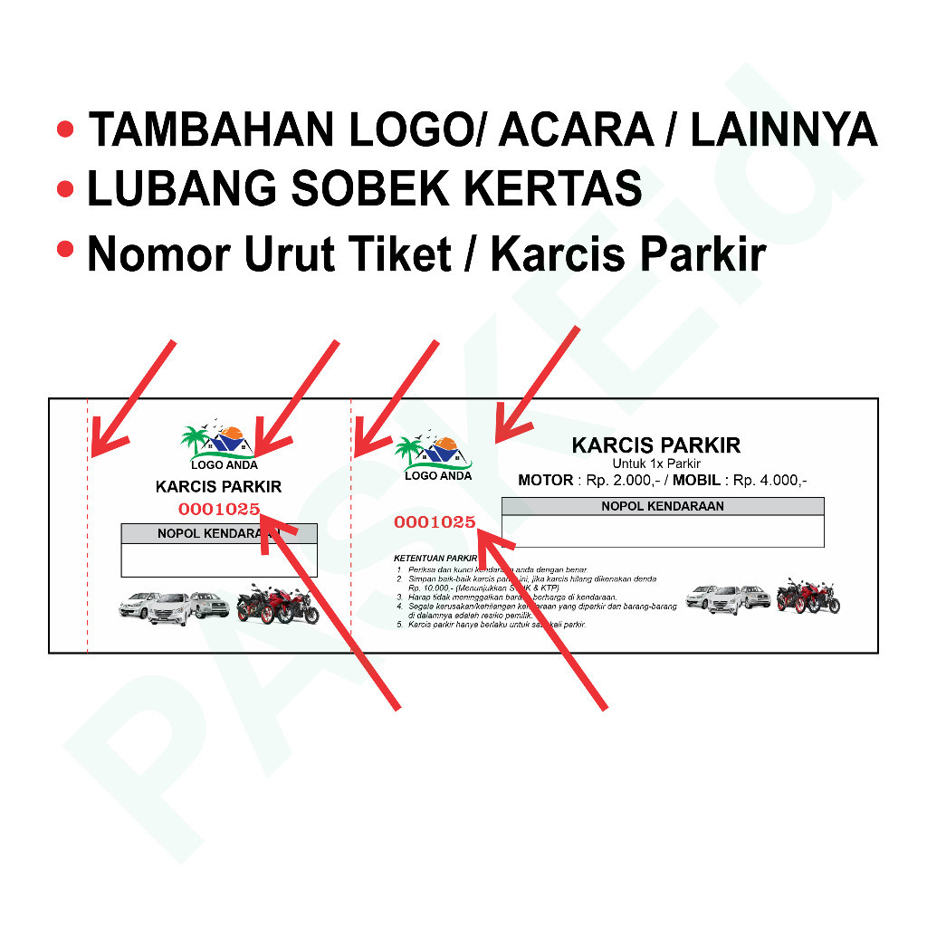 

KARCIS PARKIR / TIKET PARKIR CUSTOM ACARA / LOGO / EVENT / LAINNYA SESUAI REQUEST PALING MURAH TERMURAH