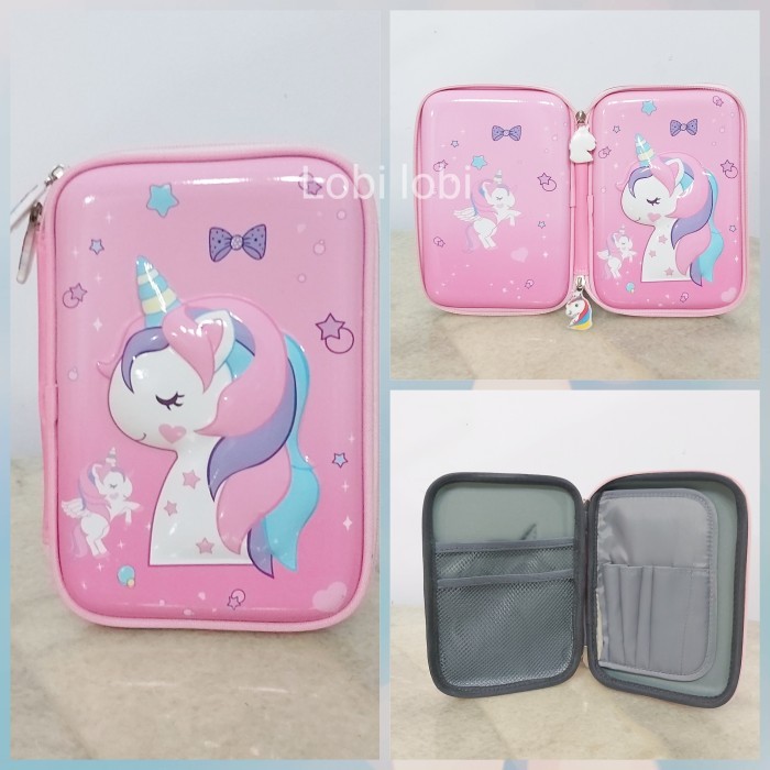 

New Collection Tas tempat pensil anak organizer Unicorn kuda poni - uni bintang p