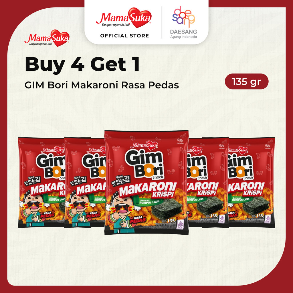 

Buy 4 Get 1 MamaSuka - Gim Bori Makaroni Spicy 135 gr