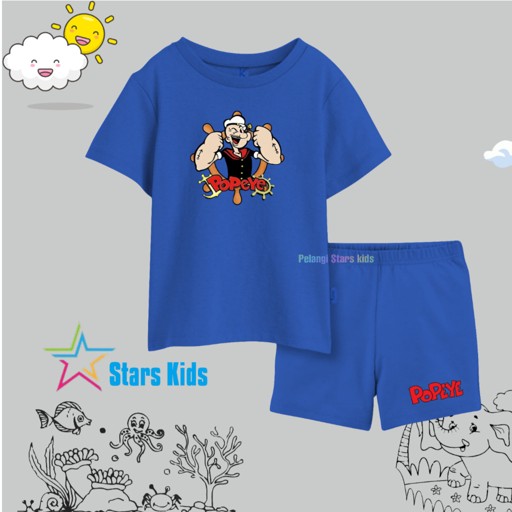 Pelangistarskids - setelan anak laki-laki dan perempuan premium tebal celana pendek sablon digital P