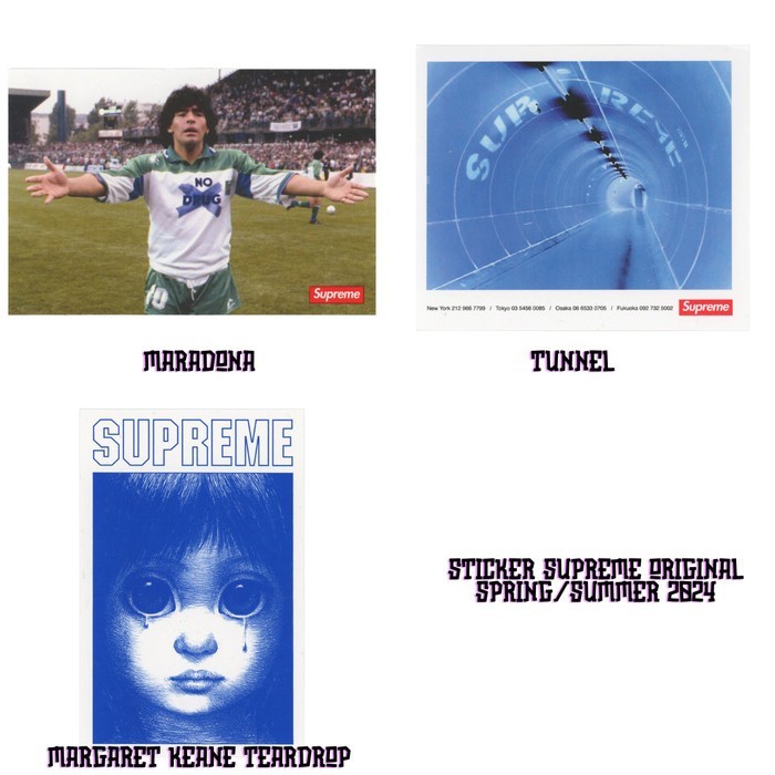 

Sticker Supreme Original (2024) Maradona, Tunnel, Margaret Keane Teardrop