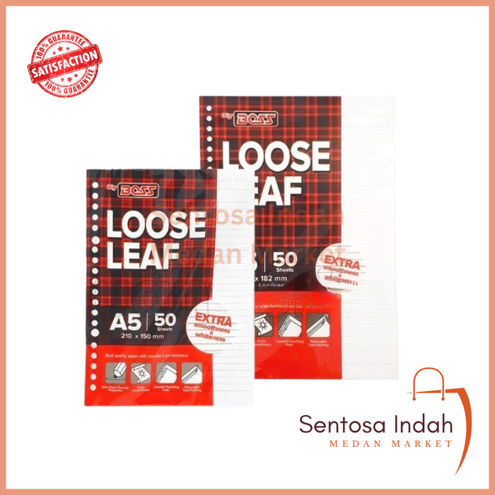 

Kertas Binder Loose Leaf Big Boss Bergaris A5 / B5 50 Lembar