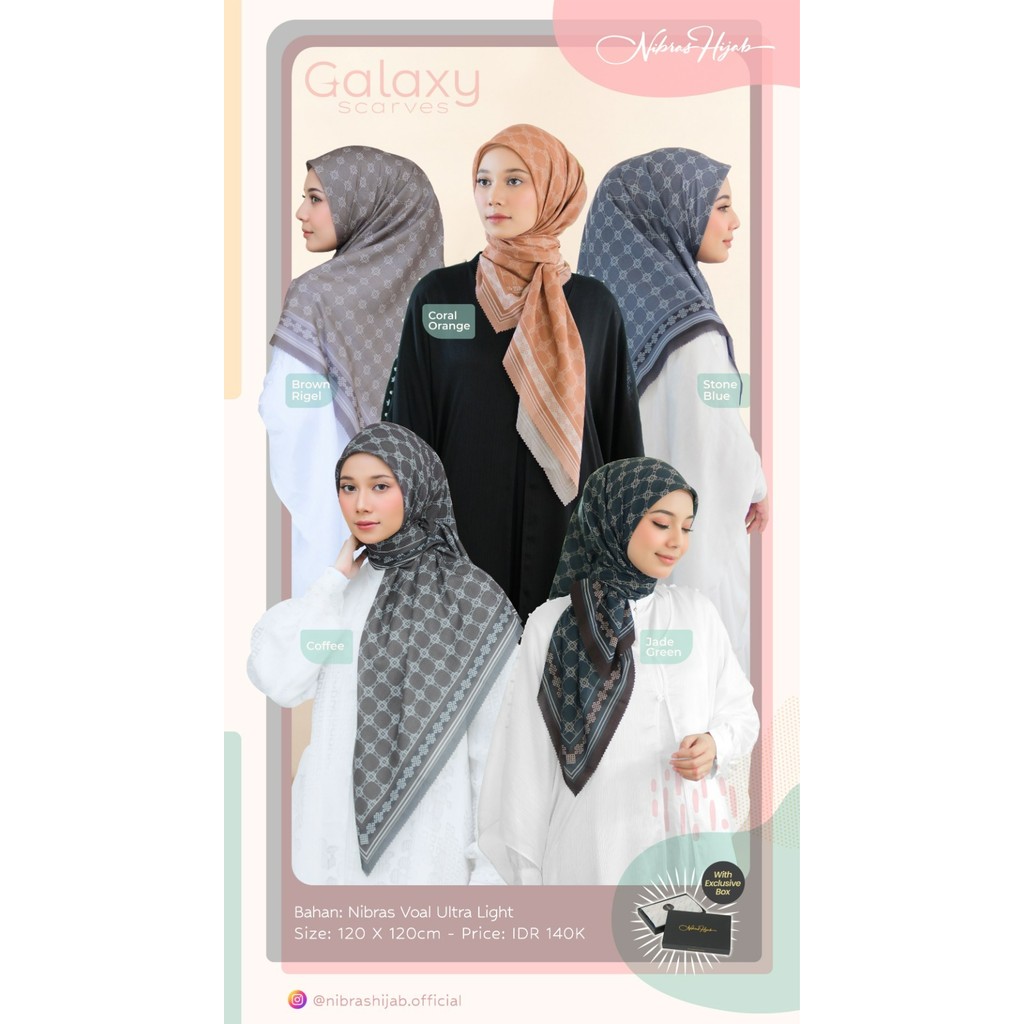 Galaxy Scarves Hijab Segi Empat Bermotif by Nibras | Hijab Exclusive Nibras | Hijab Nibras Premium |