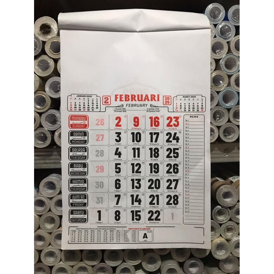 

Kalender Kerja kecil ARAB 2025 / kk Arab uk 32x48 cm - KKKECIL ARAB HT DAUR ULANG