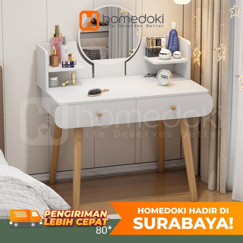 Homedoki Meja Rias/Meja Rias Modern Minimalis/Meja Rias Putih /Meja Rias Minimalis/Meja Rias Aesthet