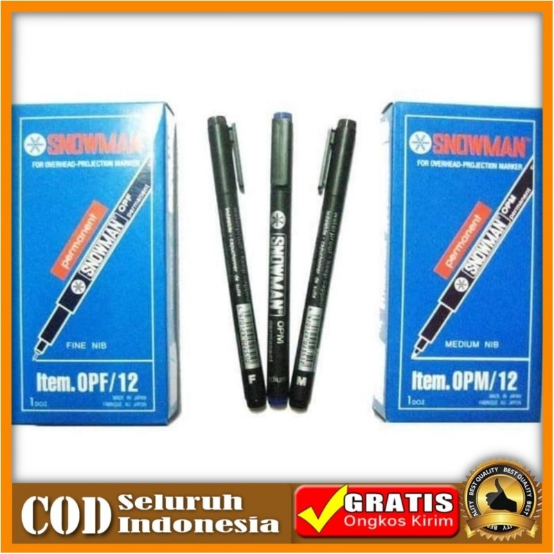 

Spidol snowman permanent OHP F dan OHP M ( 1pak/12pcs )