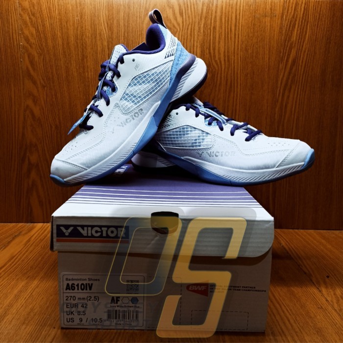 Sepatu Badminton Victor A610IV (White/Blue) 100% ORIGINAL - 37