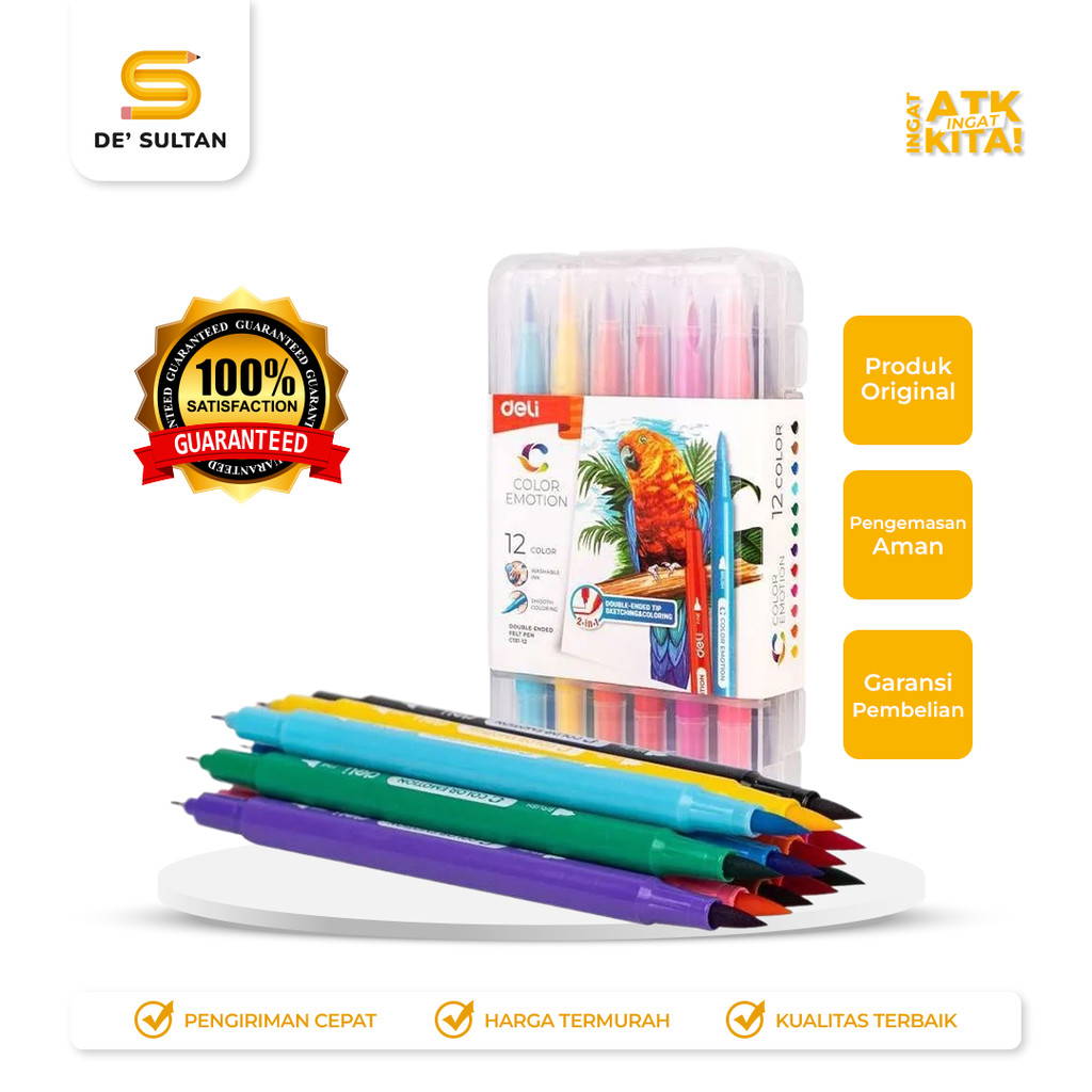 

DELI PULPEN FELT DOUBLE-ENDED/ DOUBLE ENDED FELT PEN 12 EC151-12 (1SET)