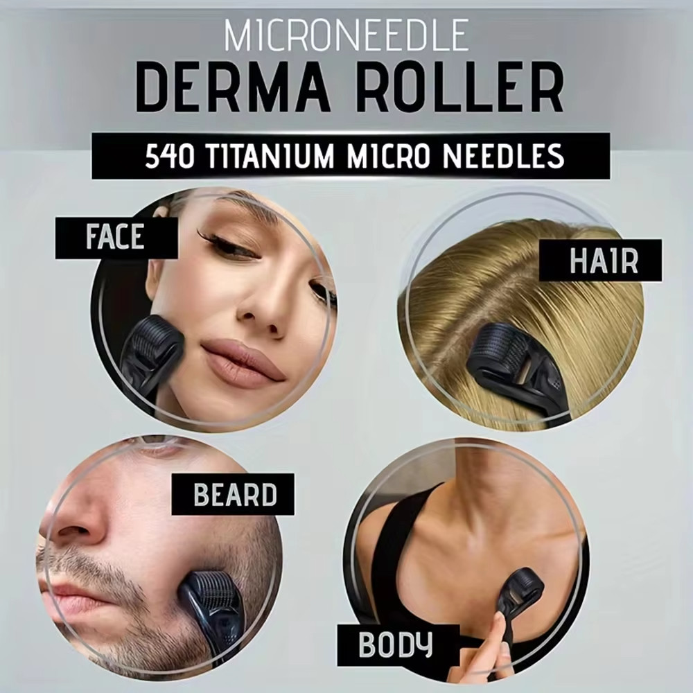 Luxury Black DRS 540 Derma Roller Beauty Instrument Skin Care Tool Hair Beard Growth Grooming Device