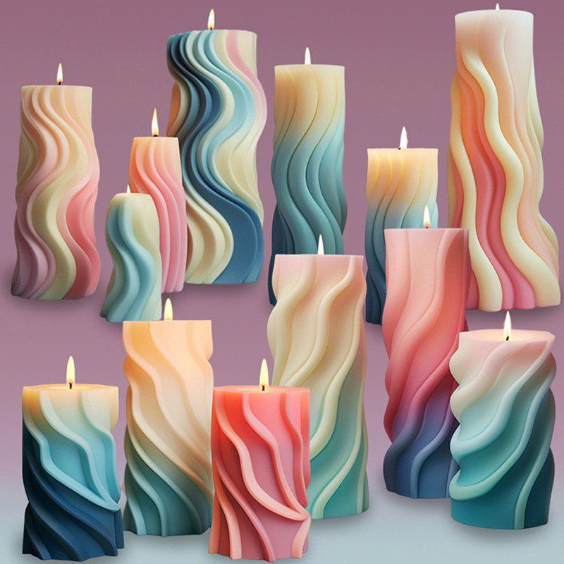 

Spiral cylindrical aromatherapy candle silicone mold handmade DIY wave cylindrical aromatherapy gift mold