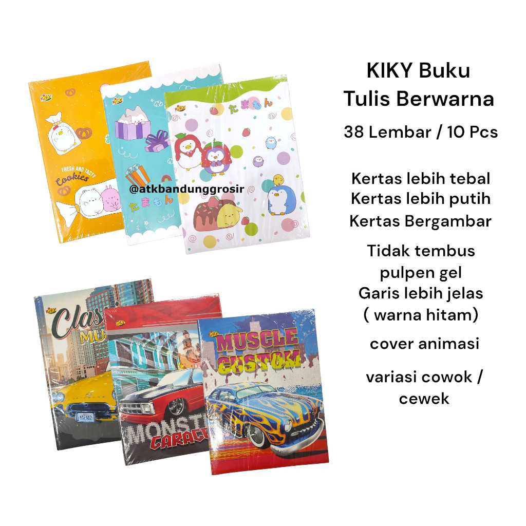 

JAMIN MURAH !!!Buku Tulis Warna Kiky 38 Lembar 1 pack isi 10 pcs Buku(BISA LANGSUNG ORDER)