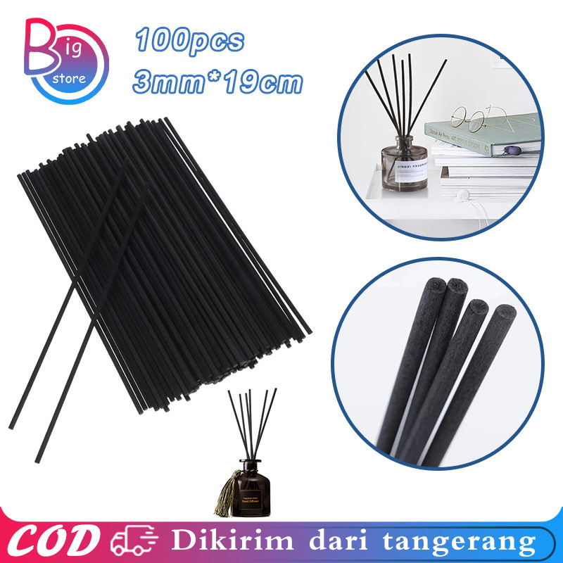 Isi 100 Stick Diffuser Fiber 19cmx3mm Reed Diffuser Stick Hitam Warna Stik Bukan Rotan