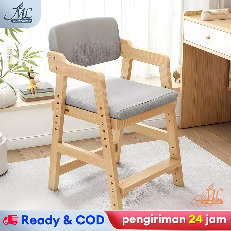 Kursi belajar Kursi makan anak Bangku anak Kursi kayu solid Kursi putar