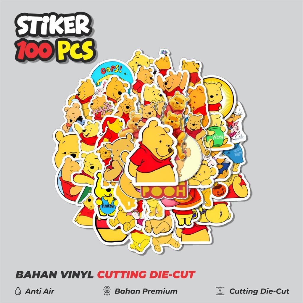 

Terbaru! 50 pcs Stiker Kartun Winnie the Pooh Dekorasi Lucu Kreatif untuk Notebook, Skateboard, HP