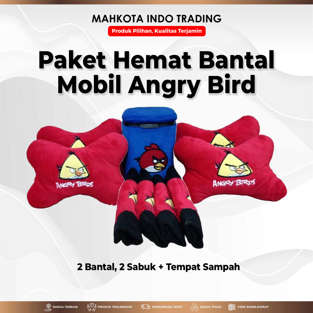 BANTAL MOBIL ANGRY BIRD / TEMPAT SAMPAH MOBIL ANGRY BIRD / AKSESORIS MOBIL ANGRY BIRD
