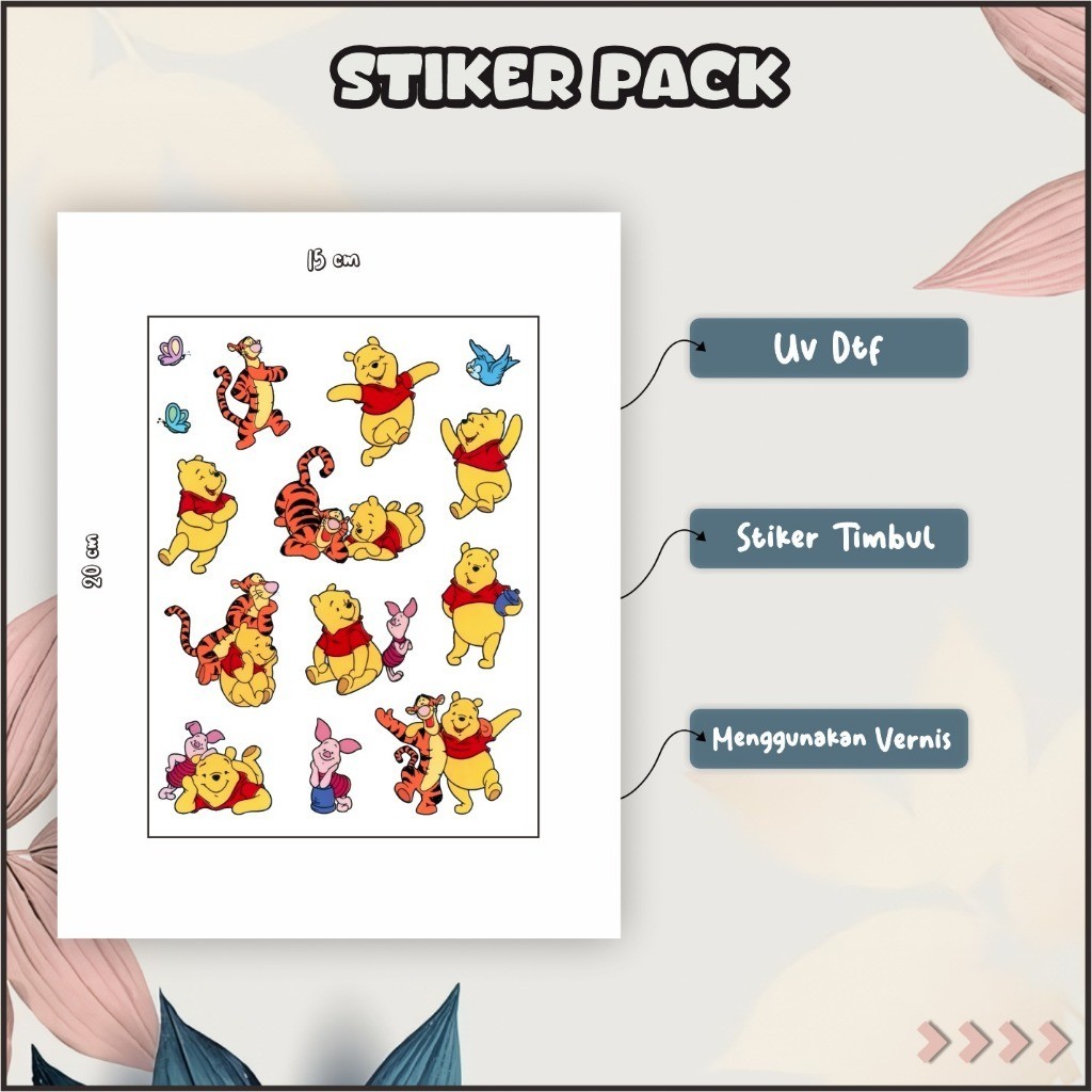 

Stiker Sticker Setiker Setikker Pack UV DTF Motif KartunAnak Masha Dora Minions Kuning Pink dll P57