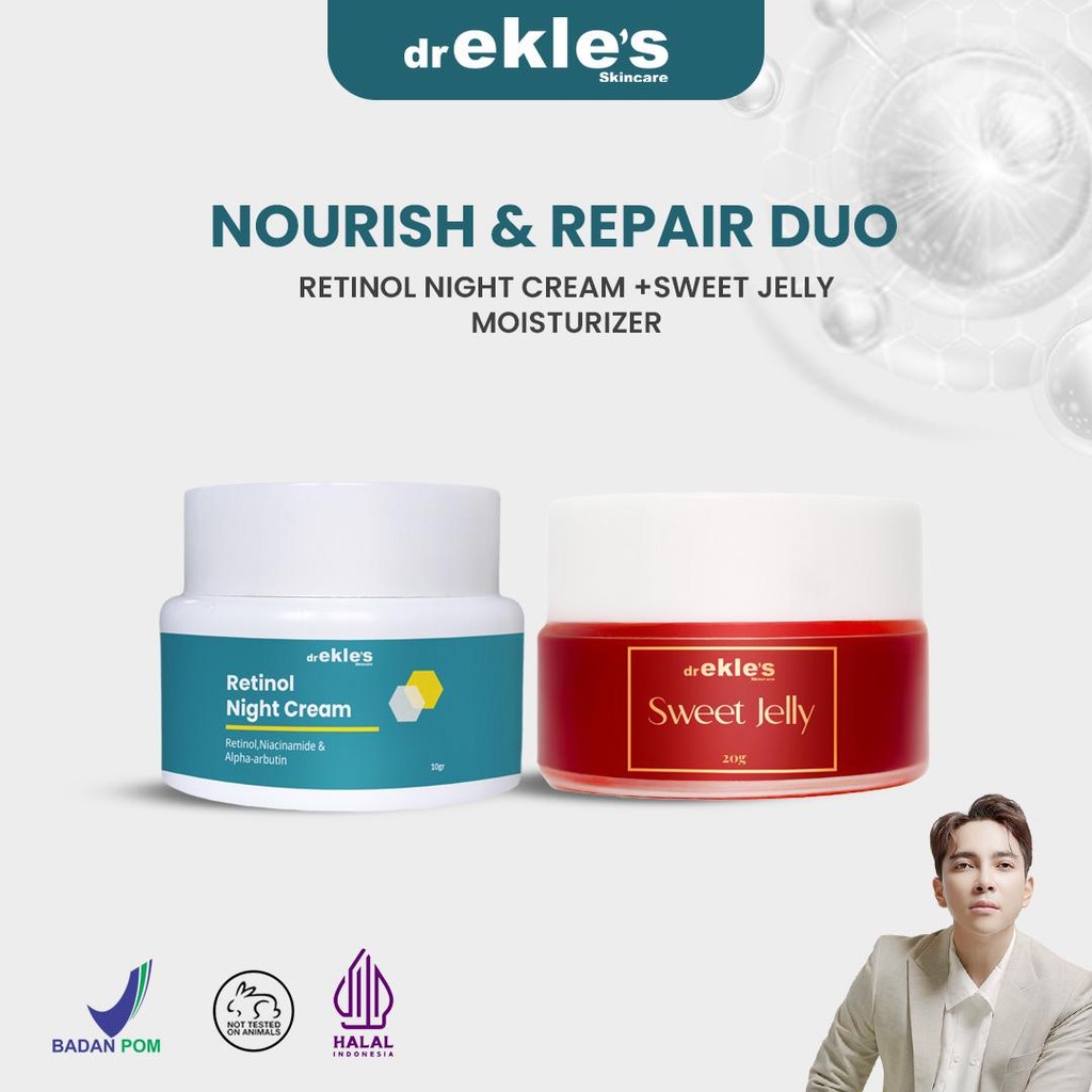 [Special Dr Ekles Live] Dr Ekles Skincare - Retinol Night Cream + Sweet Jelly Moisturizer untuk Menc