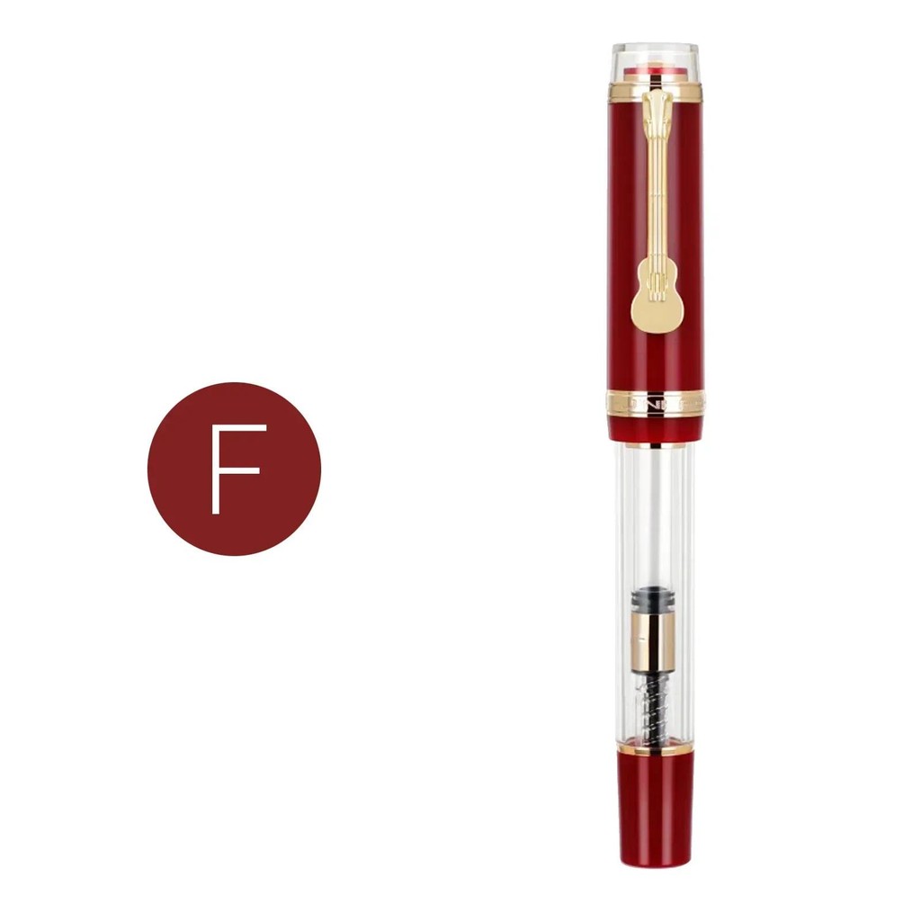Jinhao 1935 TIANDAO Fountain Pen Guitar Clip 0.5/0.7MM Nib Transparent Red Luxury Writing Ink gift P