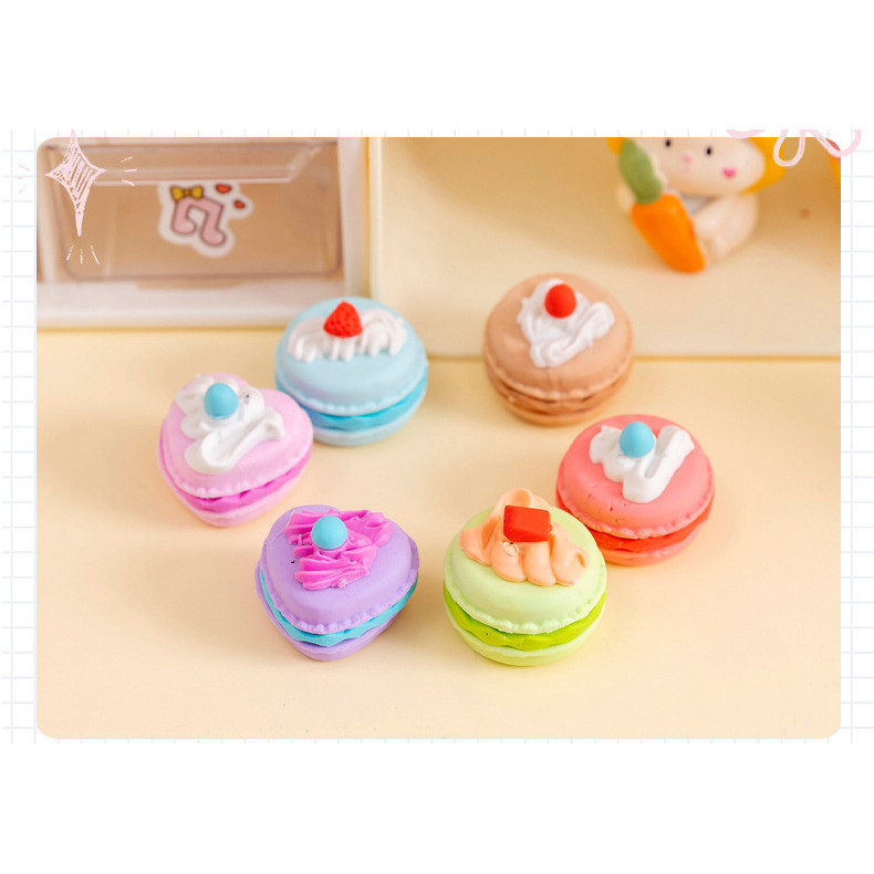 

1 Set Cartoon Cute Macaron Dessert Rubber Mini Eraser Set Stationery