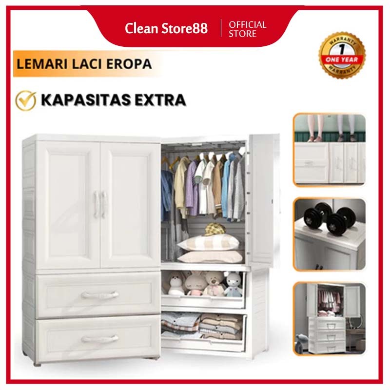 CleanStore - Lemari Plastik Laci Susun Gantung - Lemari pakaian plastik premium Lemari Pakaian Gantu