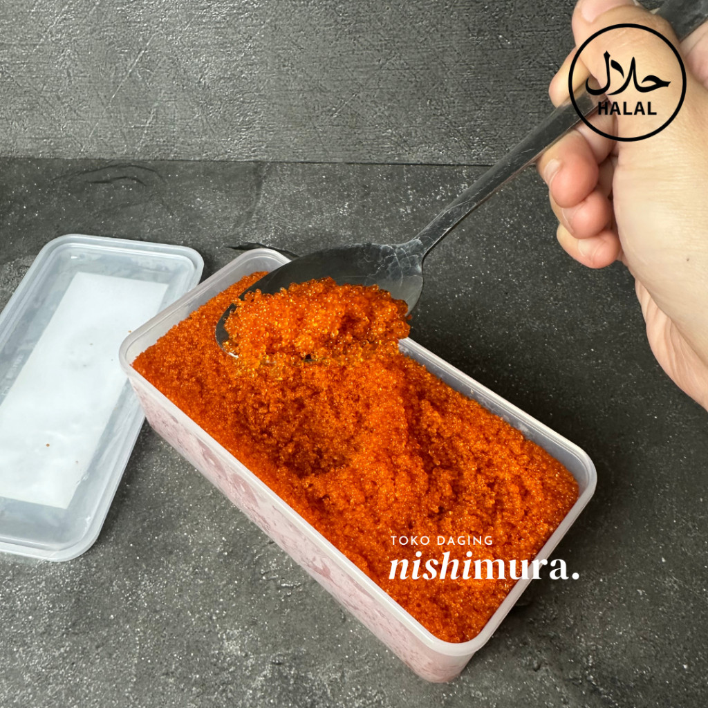 

Tobiko Telur Ikan Terbang - Sushi Mentai Halal Frozen Orange - Nishimura Nishimurashop