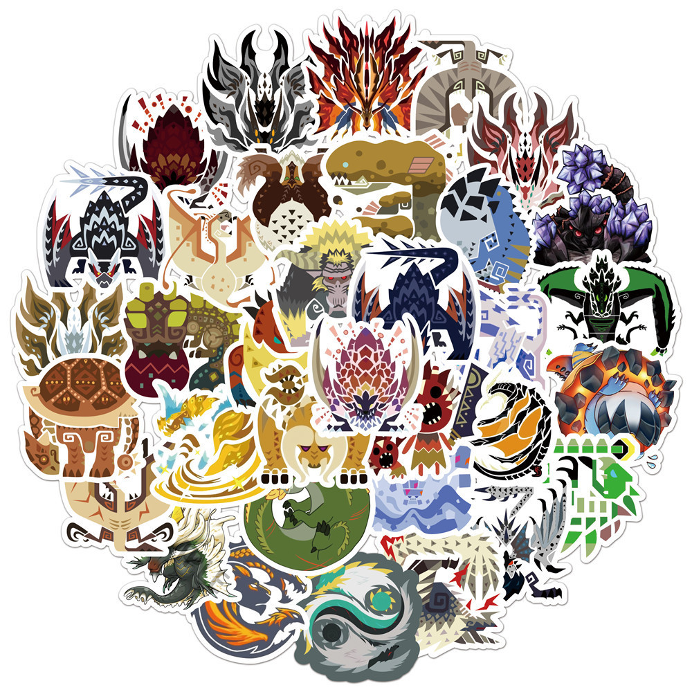 

100Pcs Hot Game Monster Hunter Stickers DIY Graffiti For Skateboard Gift Bicycle Computer Notebook Decal Children's Toys