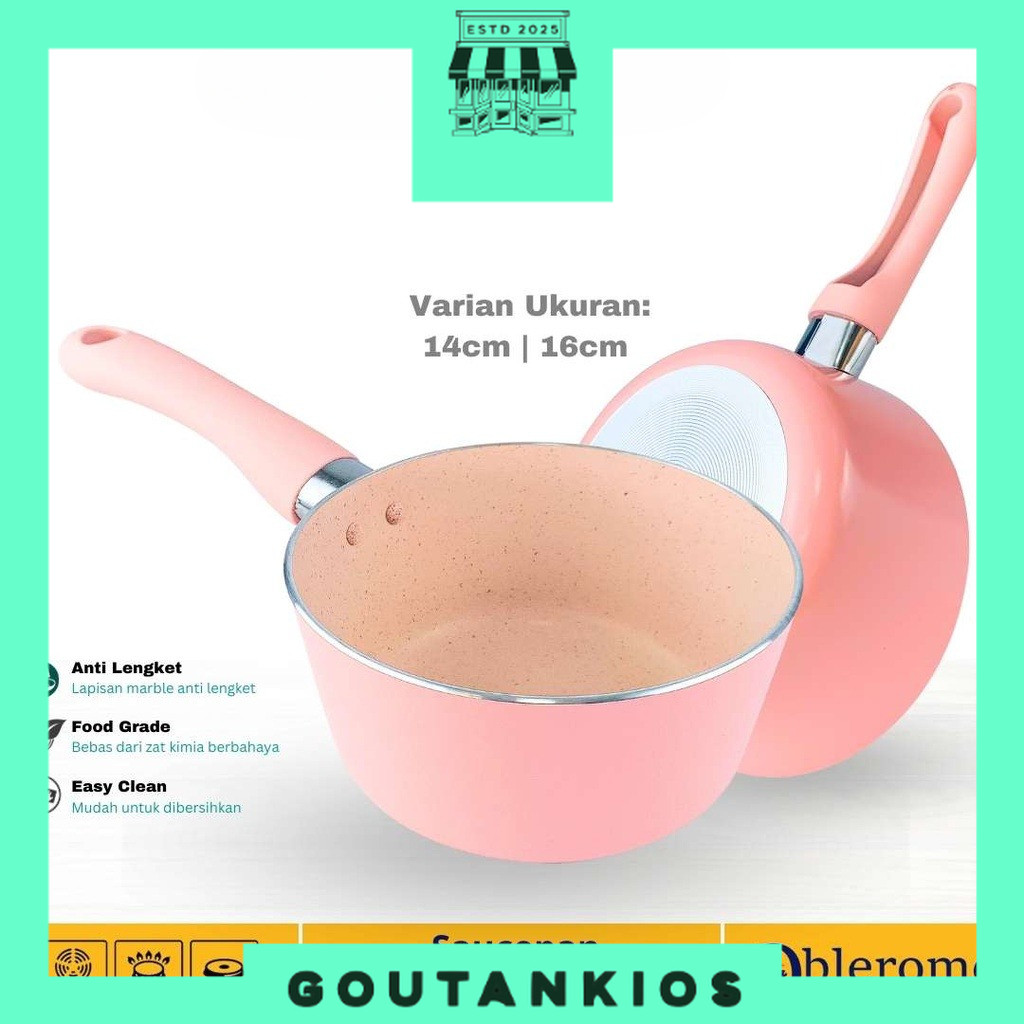 OBLEROME Panci Susu Granite Mini Anti Lengket Foodgrade Sauce Pan Marble Anti Lengket Panci Susu ant