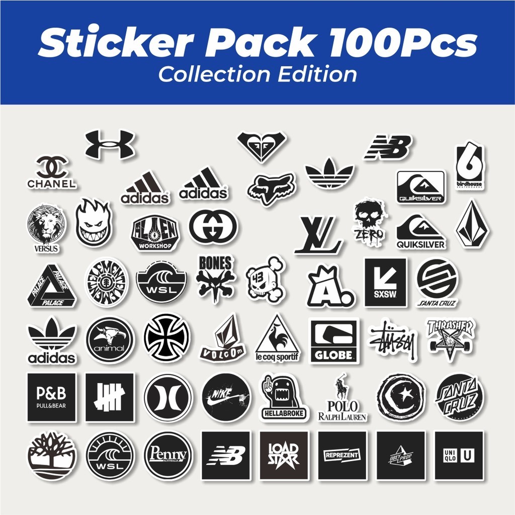 

Hot Stiker Random Logo Brand Black & White Versi 2 Lucu Anti Air Stikers Berperekat Waterproof Sticker Decal Buat Motor Helm Buku Journal Koper Casing HP Laptop Botol Minum