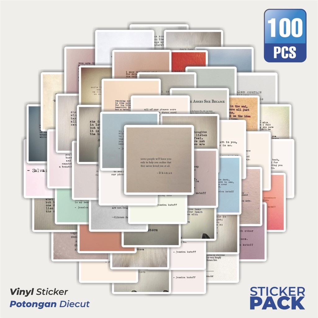 

MURAH 100 PCS Stiker Retro Inspirasi Kata-Kata Waterproof Aesthetic- Untuk Laptop, Motor, dan Helm - Paper Stationery Pack
