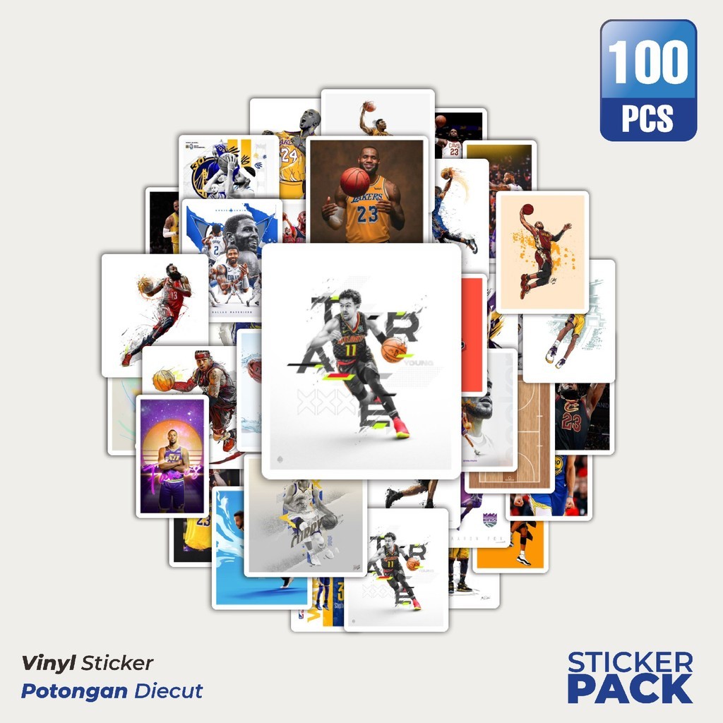 

MURAH 100 PCS Stiker NBA Basketball Waterproof Aesthetic- Untuk Laptop, Motor, dan Helm - Paper Stationery Pack