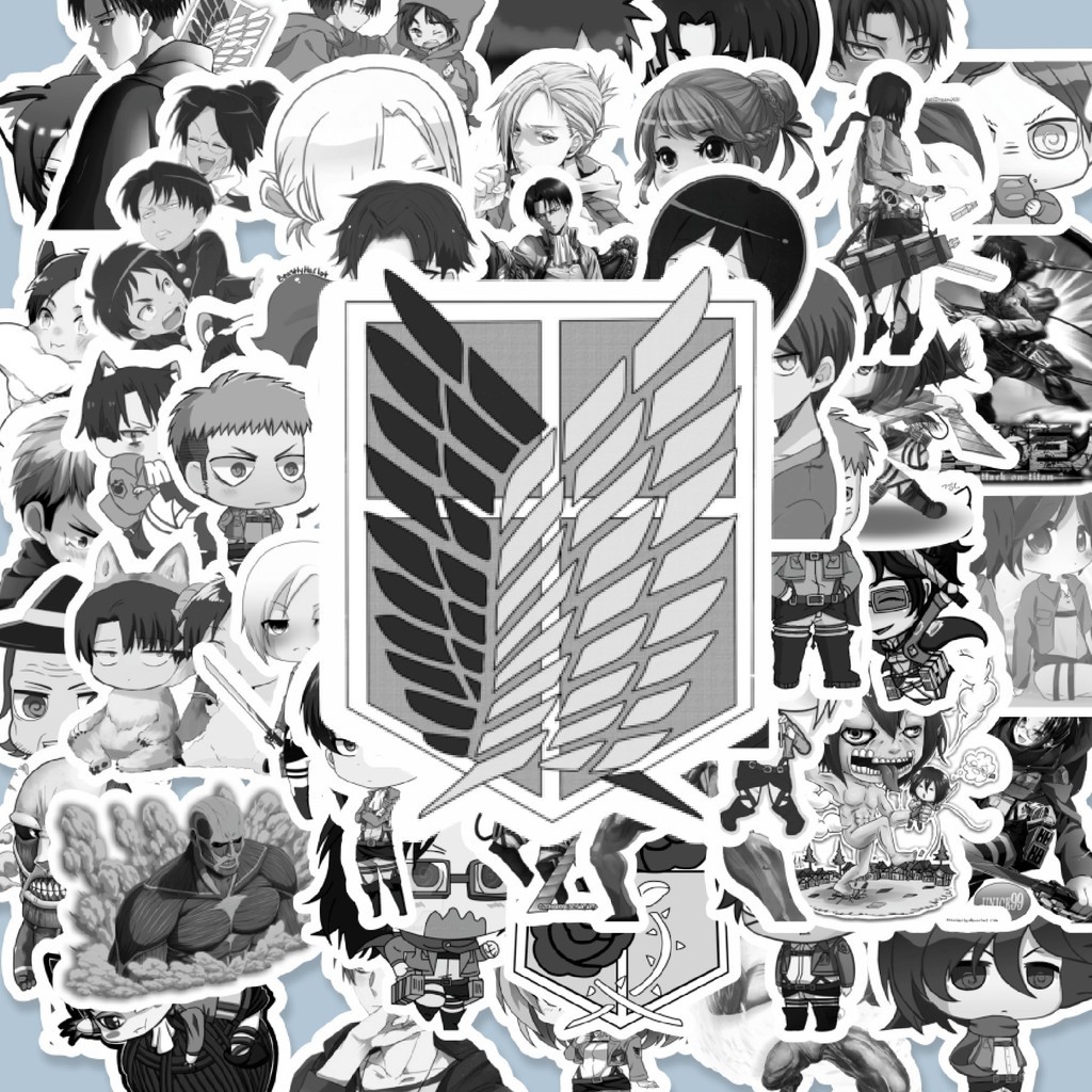 

100PCS Lucu Stiker Anime Attack on Titan (Shingeki no Kyojin) Stiker Aesthetic Stiker Anti Air Stikers Berperekat Waterproof sticker decal buat Motor Helm Buku Journal Koper Casing HP Laptop Botol Minum Hadiah anak
