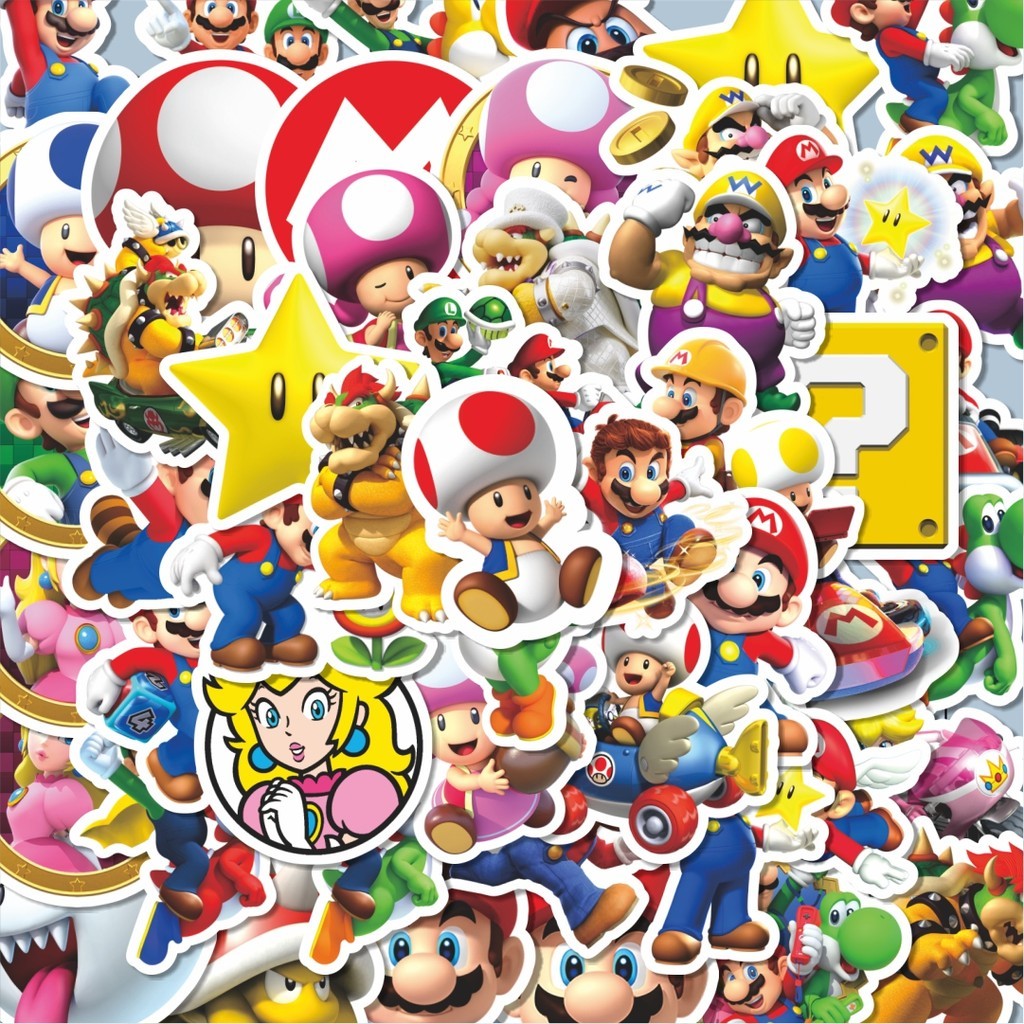 

100PCS Lucu Stiker Kartun Mario Bros Stiker Aesthetic Stiker Anti Air Stikers Berperekat Waterproof sticker decal buat Motor Helm Buku Journal Koper Casing HP Laptop Botol Minum Hadiah anak