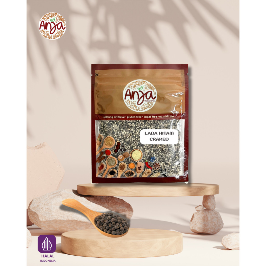 

Anja Rempah Lada Hitam Cracked Bubuk Sachet Isi 17gr - Bumbu Dapur Merica Kasar Blackpepper Murni Premium Kemasan Ziplock Berkualitas