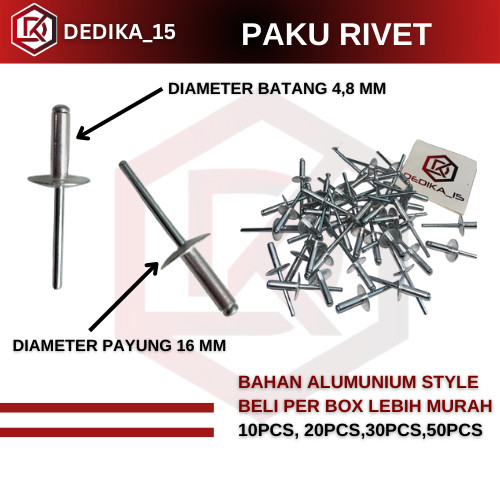 Paku rivet besar paku rivet Besar payung besar  Ukuran 4.8 mmx16mm x27