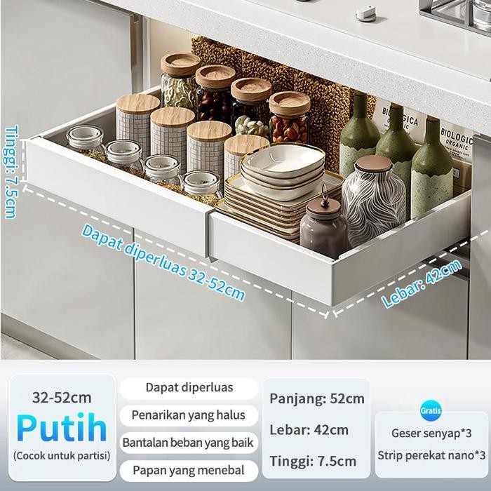 Rak Piring Tarik Rak Laci Piring Rak Piring Untuk Kabinet Rak Mangkuk Rak Dapur Serbaguna Rak Kabine