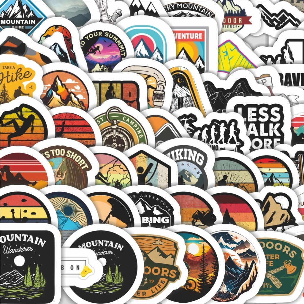 

Stiker Cutting Pack Stiker Outdoor Logo Adventure Isi 100Pcs Series Aesthetic Lucu Keren Untuk Koper Bahan Vynil