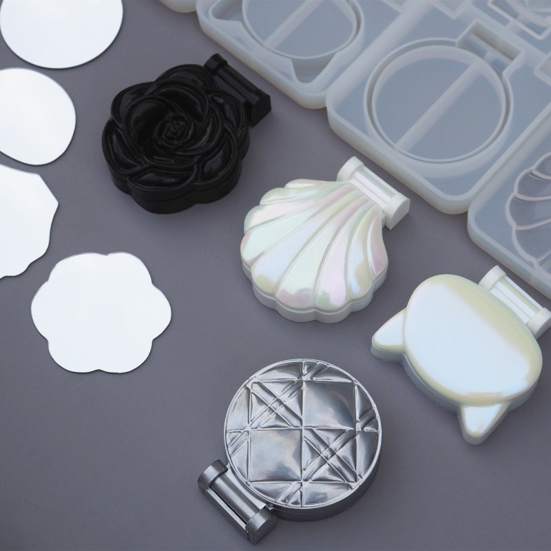 

DIY Crystal Makeup Mirror Shell Mirror Cat Diamond Rose Makeup Mirror Folding Mirror Silicone Epoxy Mould UV Resin Molds
