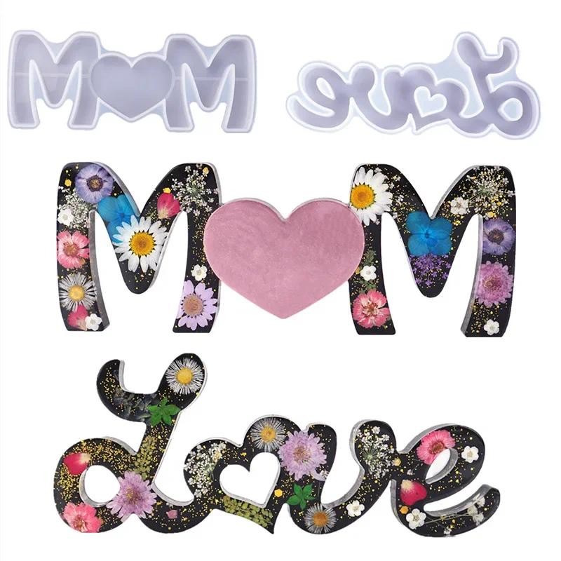 

DIY Crystal Epoxy Resin Mold Mother's Day Love Mother English Letter Holiday Love Mirror Silicone Mold For Resin