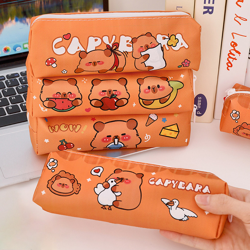 

4Pcs Cartoon Capybara Pencil Case Cute Pencil Case For Boys Girls Simple Large-capacity Pencil Cases Stationery Storage Bag