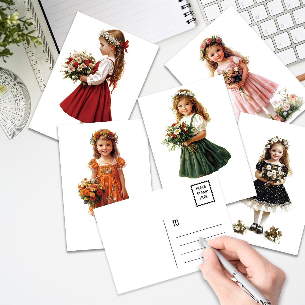 

32pcs, cute girl postcards, cartoon little girls, collection, wall stickers, mailing cards, greeting cards, DIY postcards, d