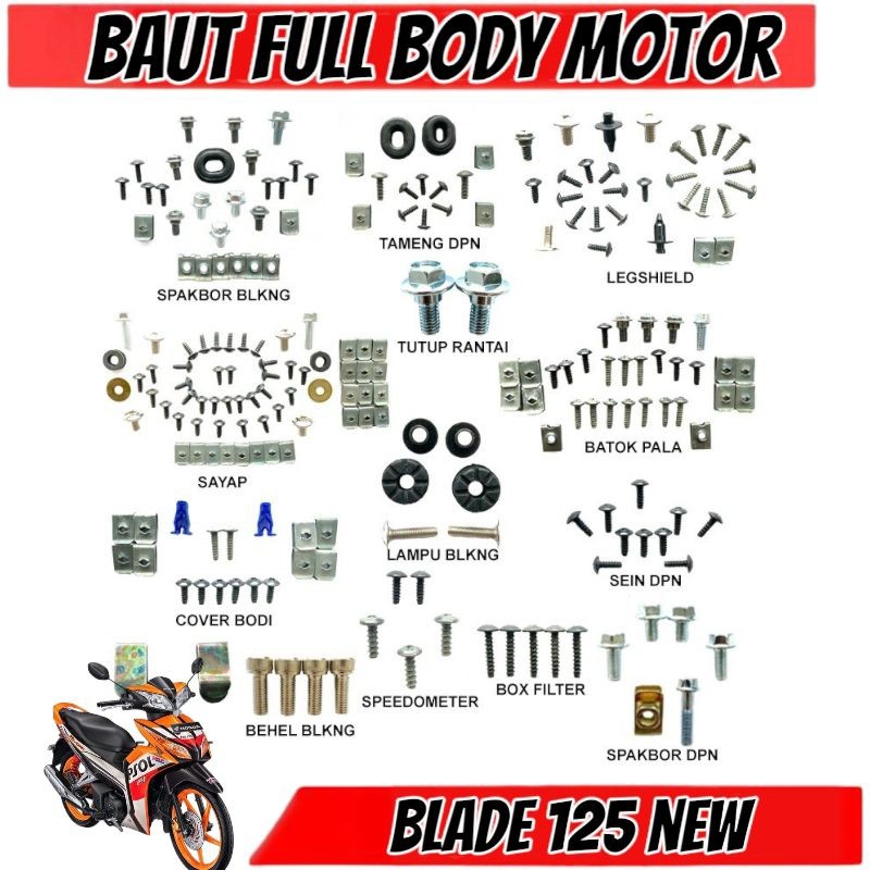 COD Baut Honda Blade 125 Fullset / Baut Body Blade New 125 Fullset / Baud Baut Honda Blade 125 Fulls