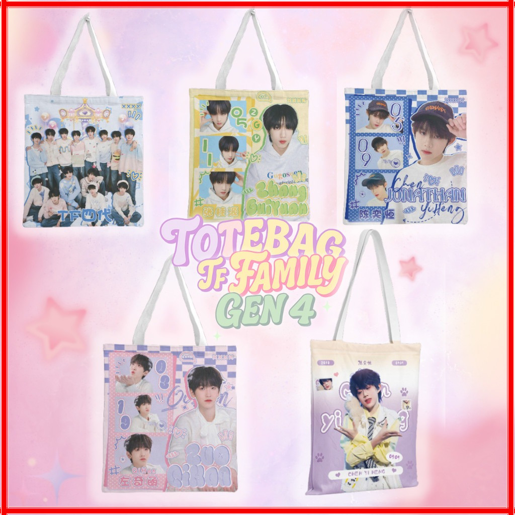 [TS CPOP] TOTEBAG TF FAMILY MEMBER WARNA WARNI KANVAS TEBAL MURAH UNIK CPOP IDOL CHINA MERCH FANS FA