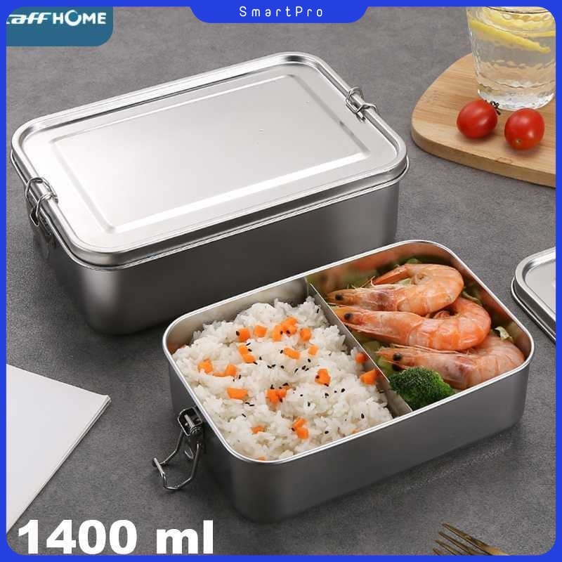 TaffHOME Kotak Makan Lunch Box Stainless Steel 2 Grid 1400ml - UP-14