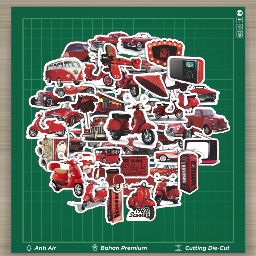 

HOT 50 PCS STIKER Stiker Mobil Motor Vespa Merah Stiker Fashion Cars Decal Dingin Kartu Album Custom Vinyl Anti Air- Sticker Aesthetic Buku Journal Koper Casing HP Tablet Laptop Helm Motor Botol Minum