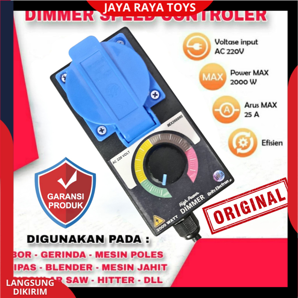 Dimmer AC 2000Watt Pengatur Kecepatan Gerinda Mesin Bor Dinamo Lampu Bohlam Pompa Dimmer SCR JRT