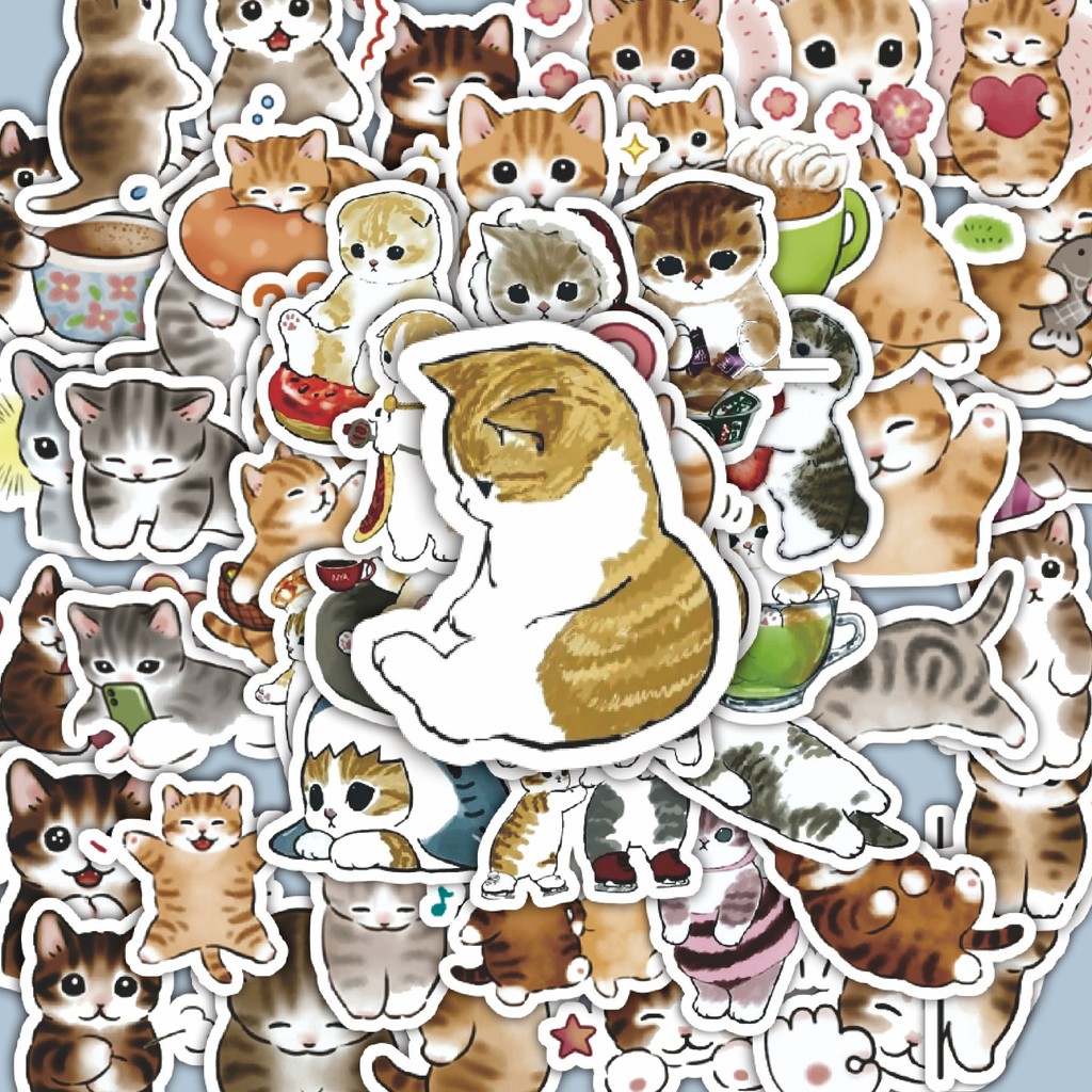 

100PCS Lucu Stiker Kawaii Kitten [Kucing] Stiker Aesthetic Stiker Anti Air Stikers Berperekat Waterproof sticker decal buat Motor Helm Buku Journal Koper Casing HP Laptop Botol Minum Hadiah anak